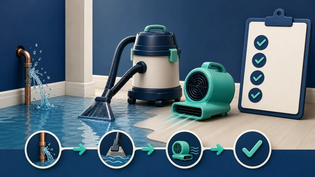 Water Damage Cleanup Checklist guide illustration